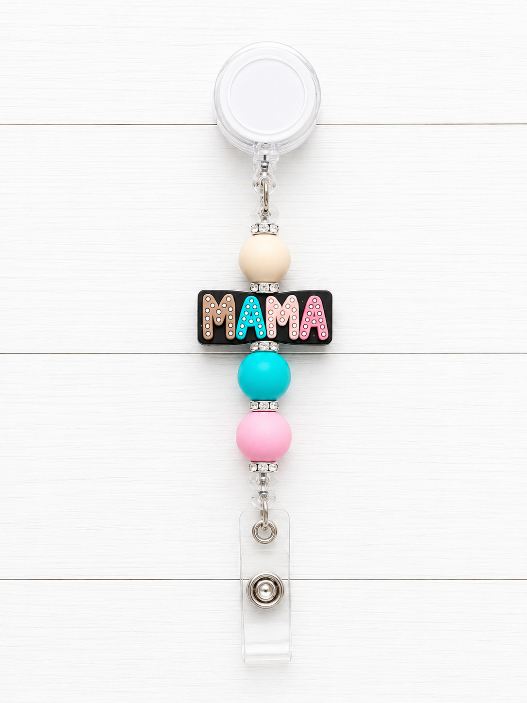 Mama Beaded Badge Reel