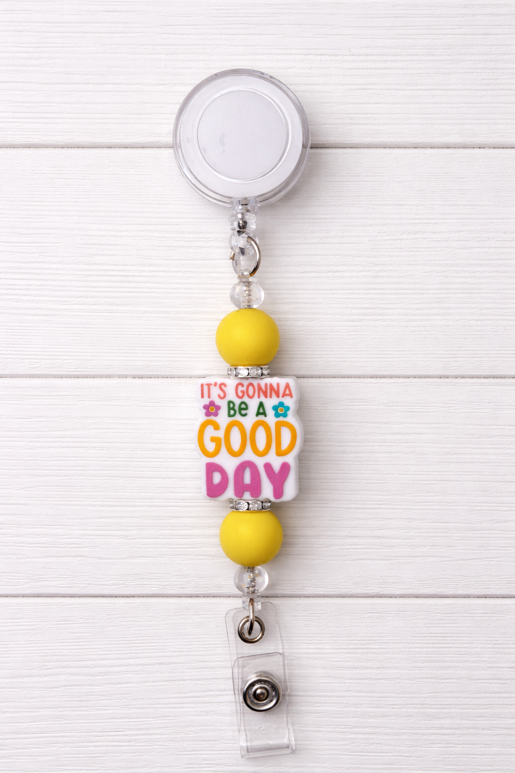 “It’s gonna be a good day” Beaded Badge Reel
