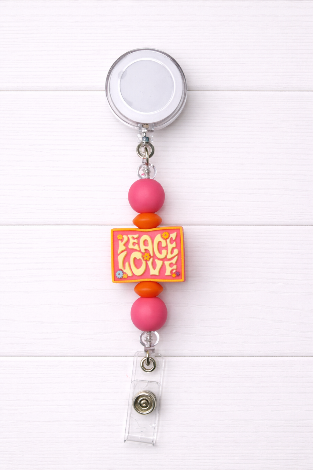 Peace & Love Beaded Badge Reel