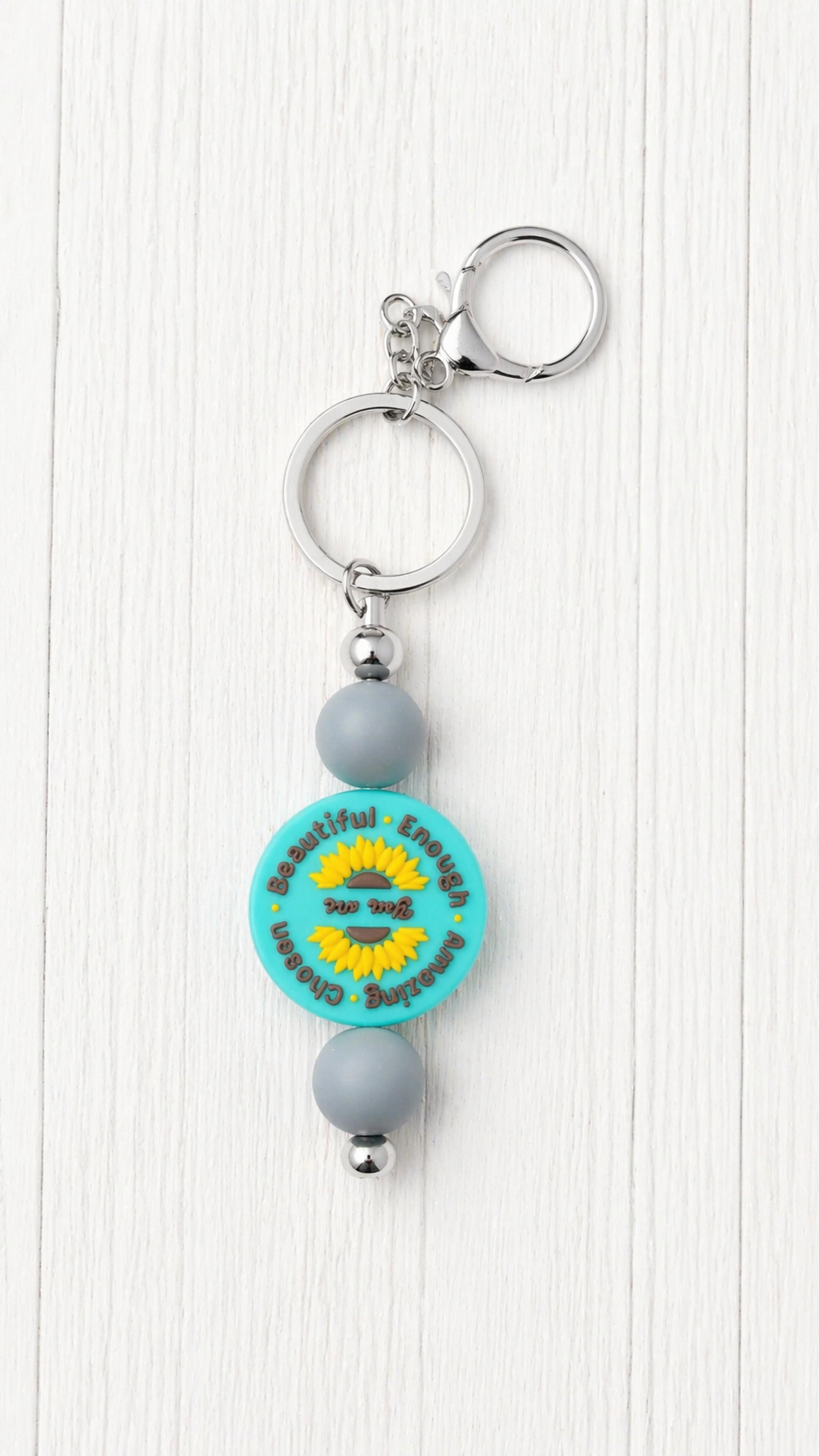 Sunflower Affirmation Beaded Keychain/ Bag Charm