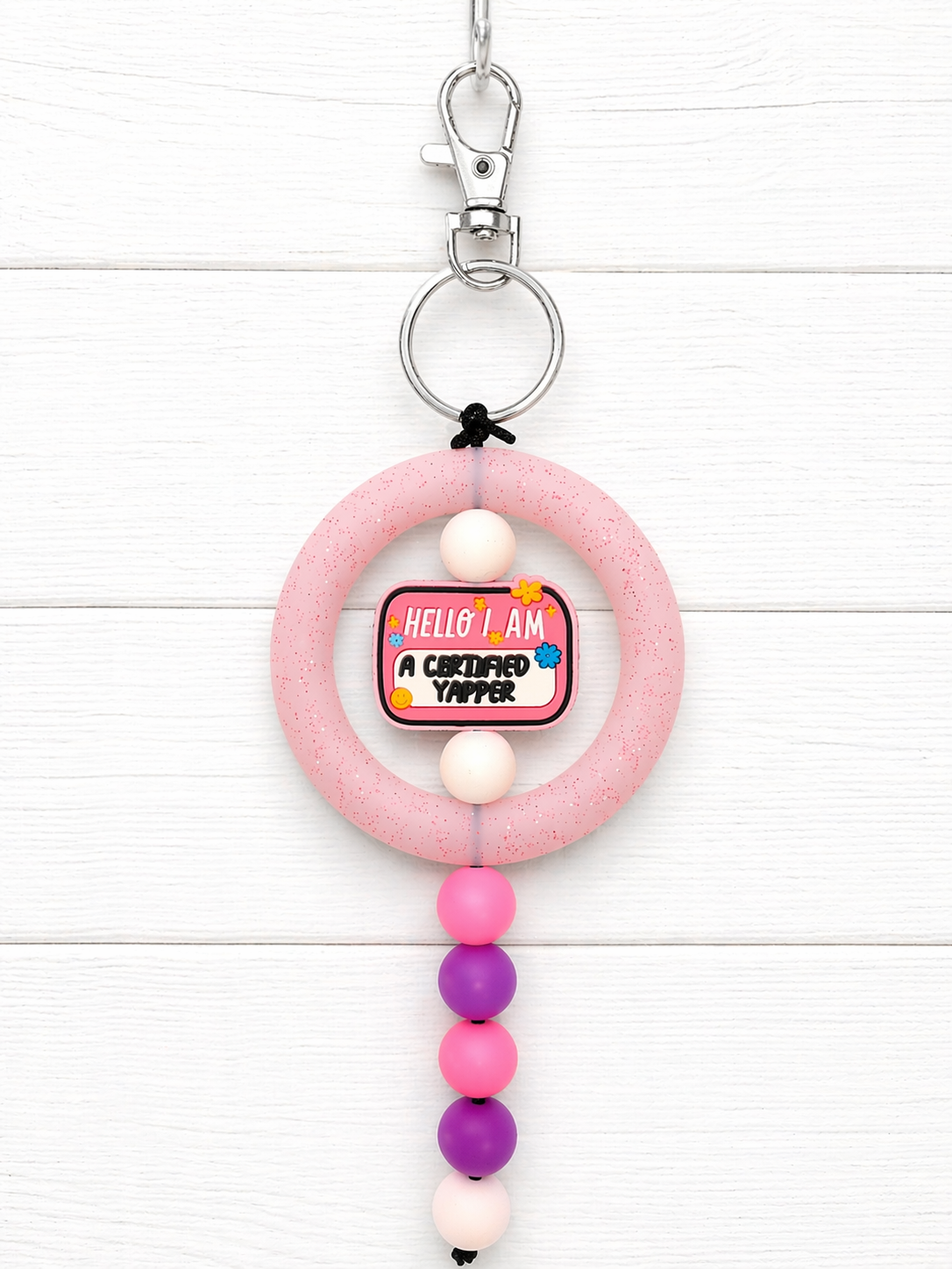 “Certified yapper” Beaded Keychain
