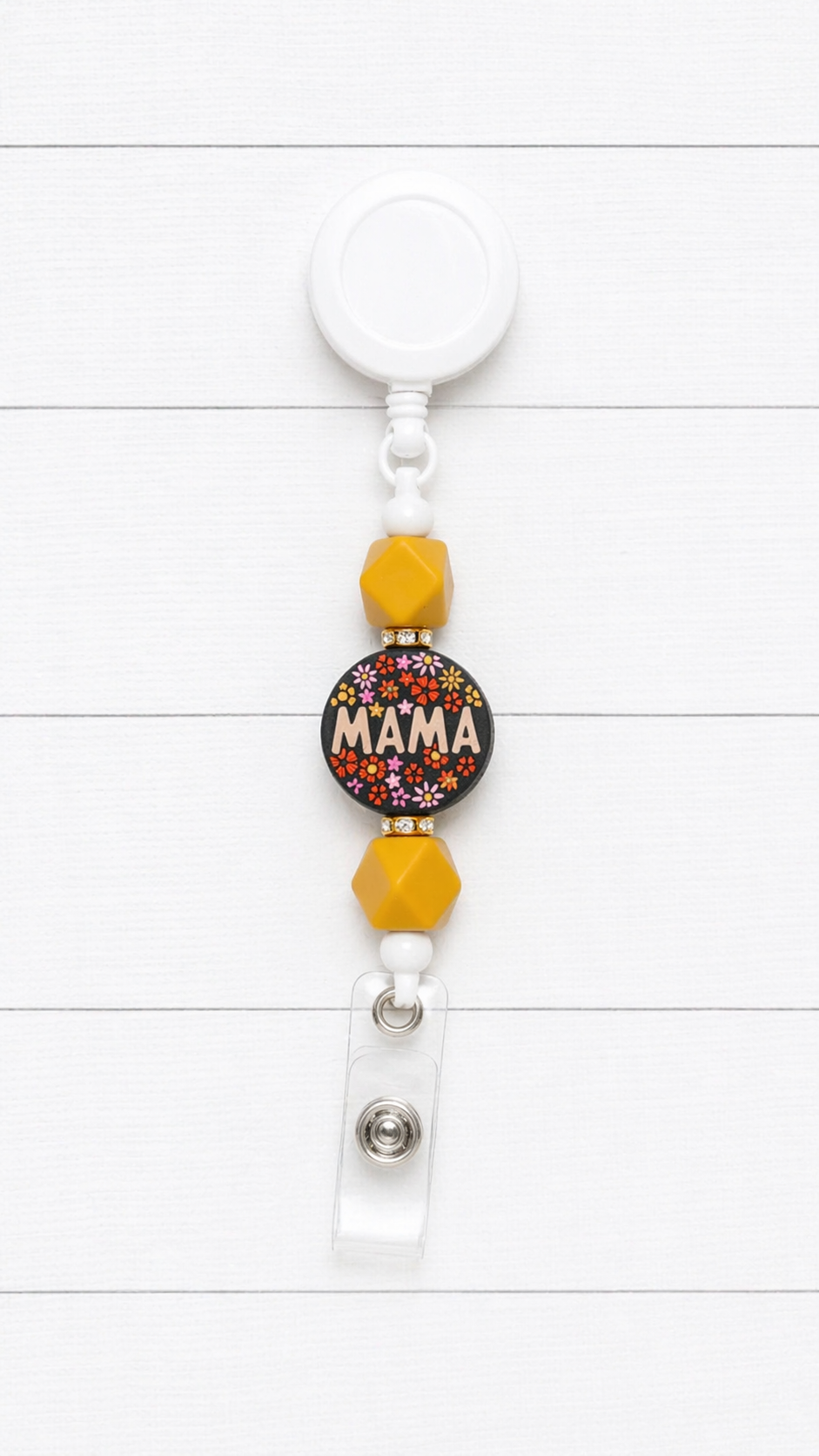 Floral Mama Beaded Badge Reel