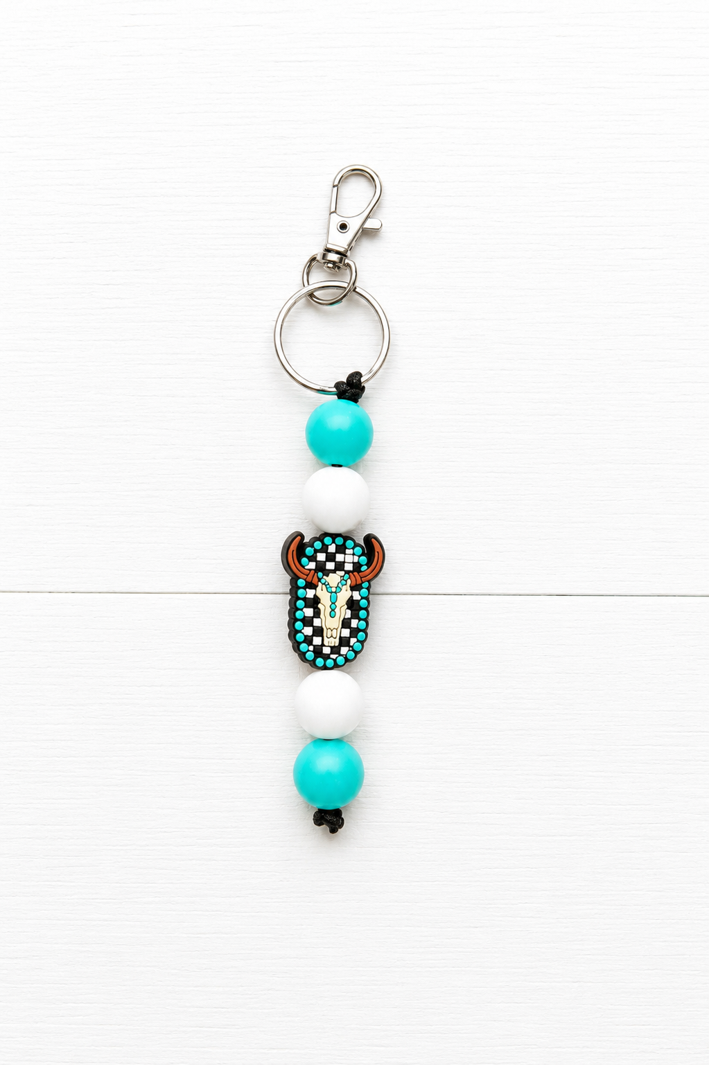 Western Skull Beaded Keychain/ Bag Charm