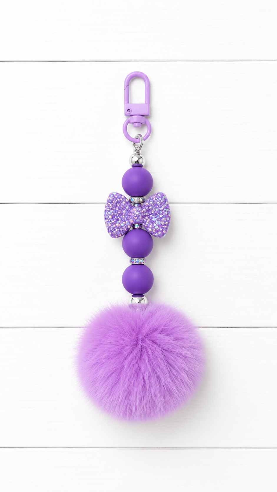 Purple Bow Beaded Keychain/ Bag Charm
