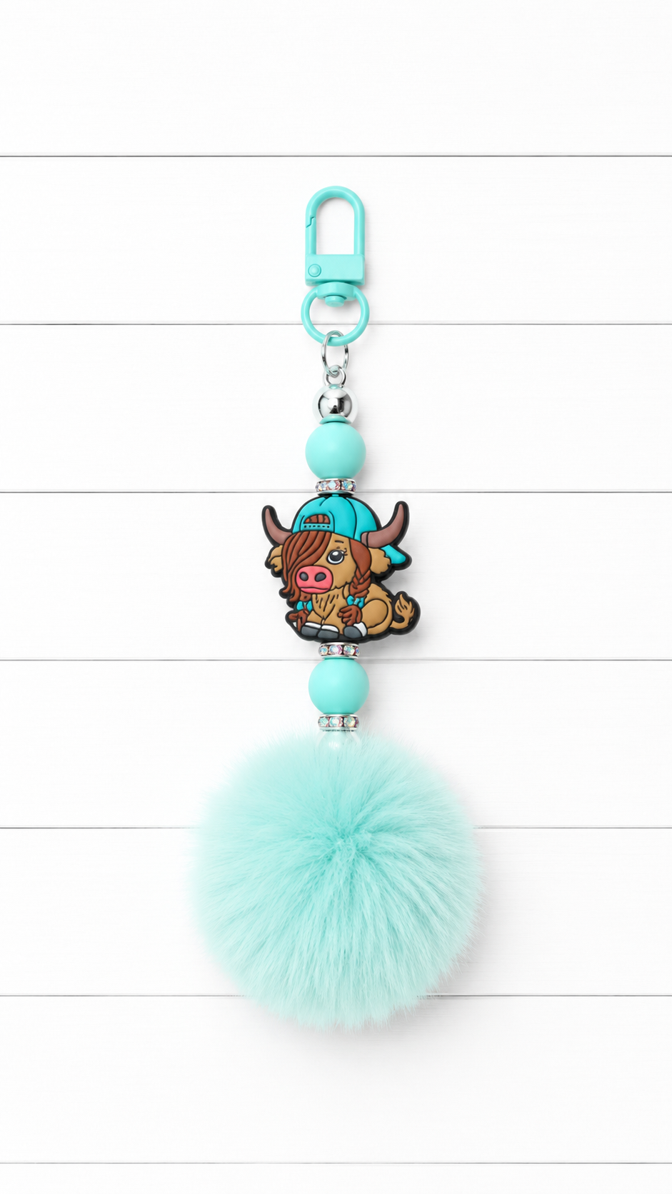 Highland Cow Beaded Keychain/ Bag Charm