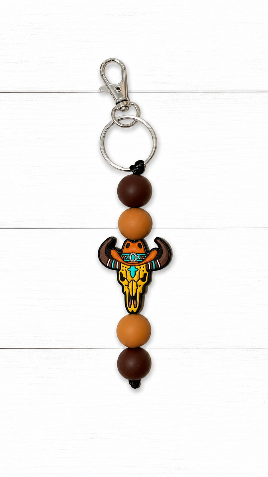 Western Skull Beaded Keychain/ Bag Charm