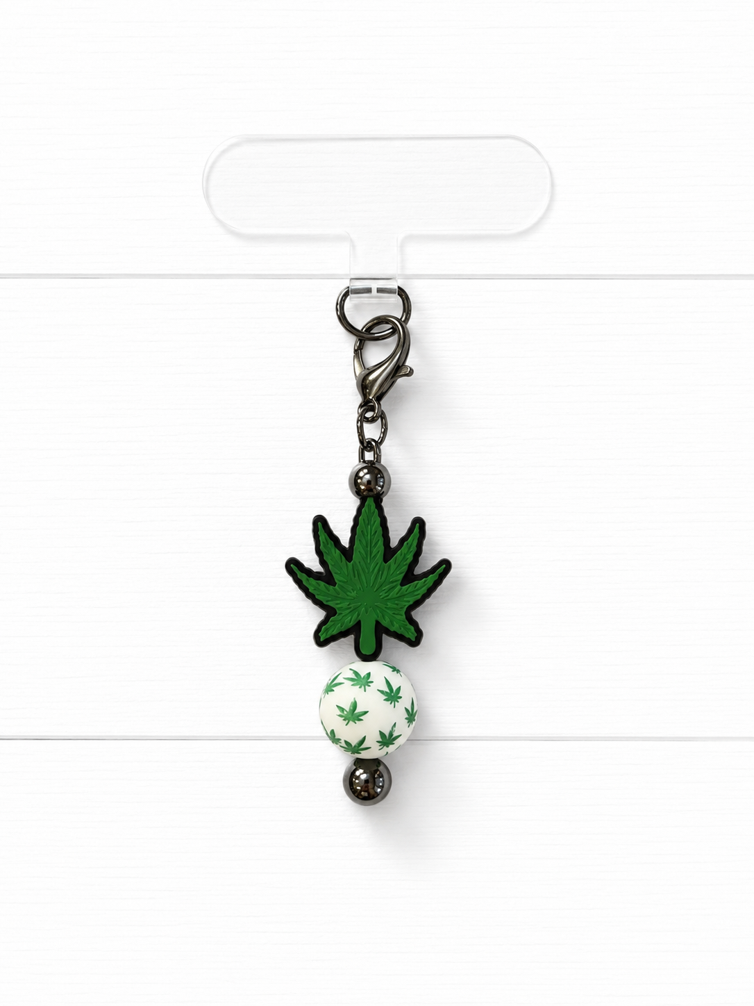 Leaf Print Beaded Phone Charm