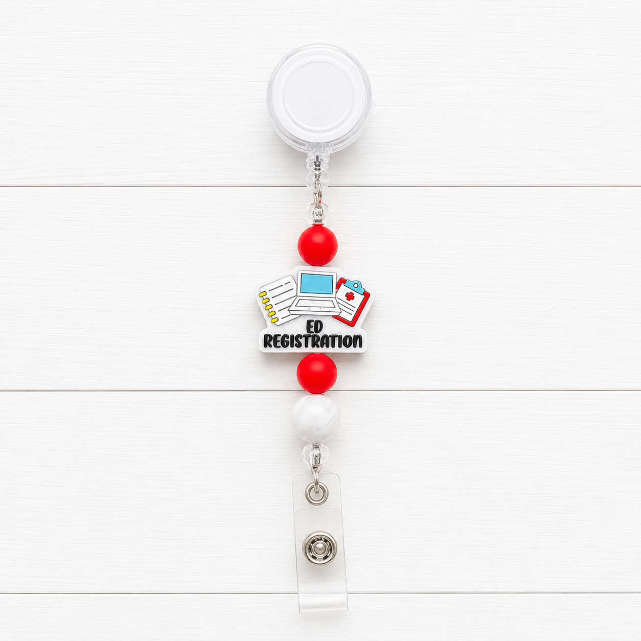 ED Registration Beaded Badge Reel