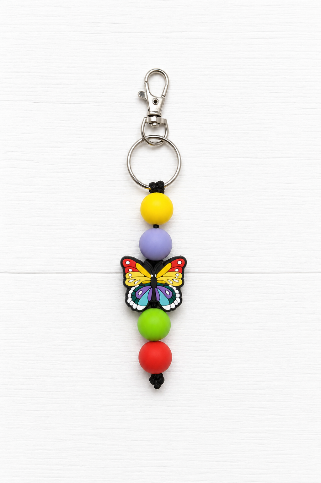 Rainbow Butterfly Beaded Keychain/ Bag Charm