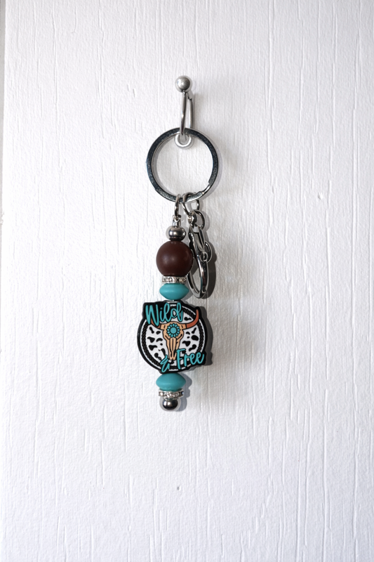 Wild & Free Western Beaded Keychain/ Bag Charm