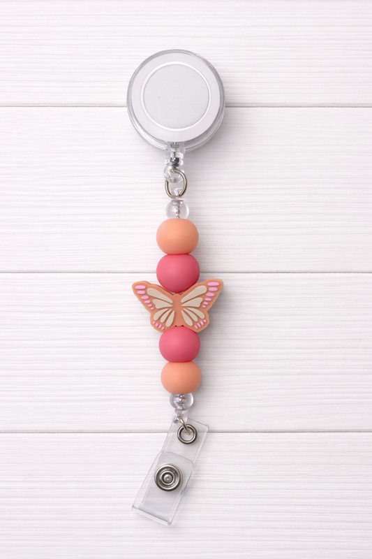 Butterfly Beaded Badge Reel