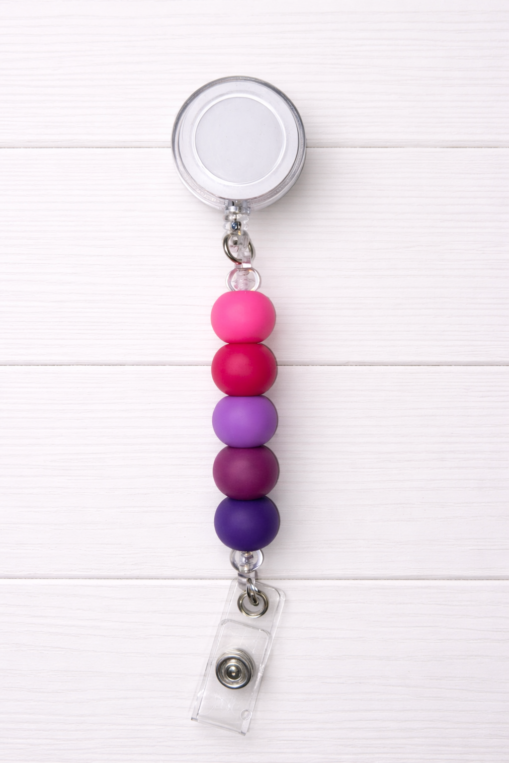 Pink & Purple Gradient Beaded Badge Reel