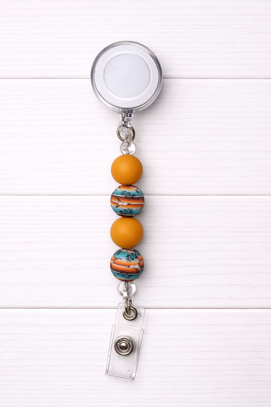 South West Style Beaded Badge Reel