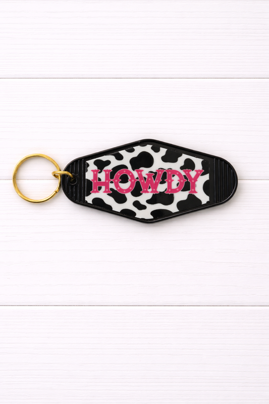 Howdy Cow Print Key Chain/ Bag Charm