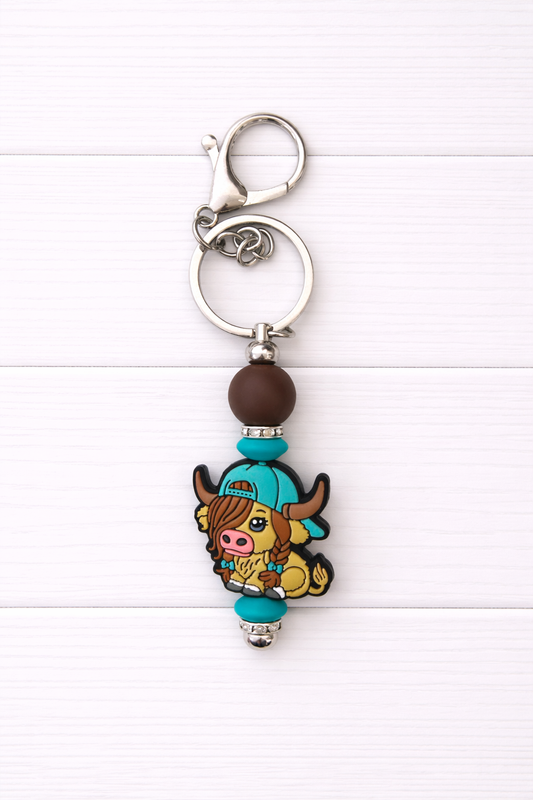 Western Cowgirl Beaded Keychain/ Bag Charm