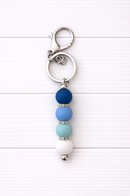 Blue Ombré Beaded Keychain/ Bag Charm