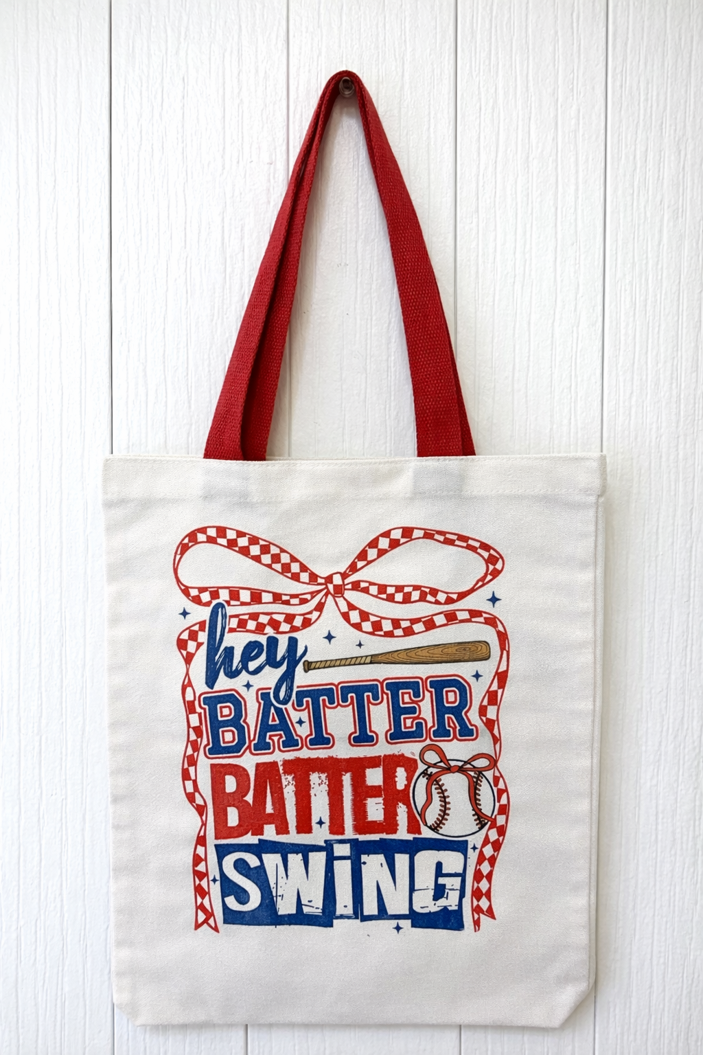 “Hey Batter Batter Swing” Tote Bag