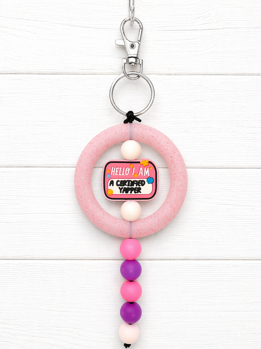 “Certified yapper” Beaded Keychain