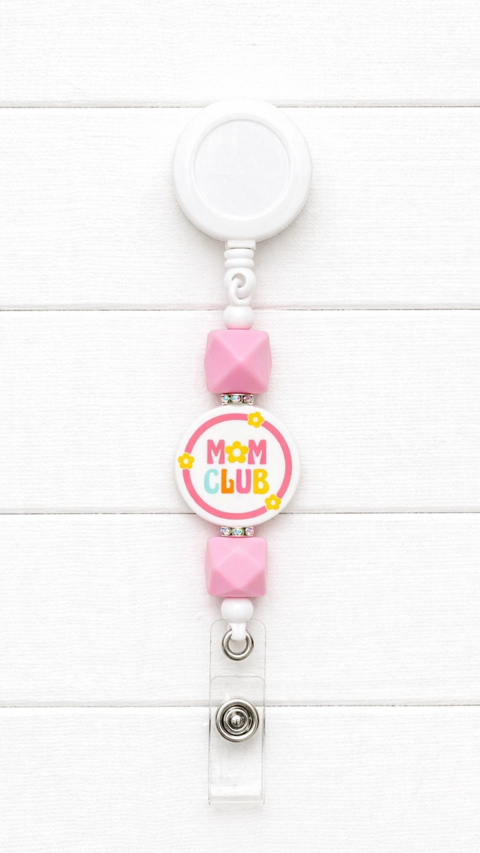 Mom Club Beaded Badge Reel
