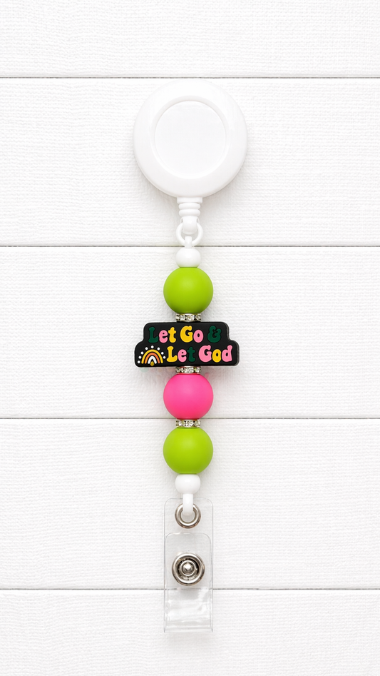 Let Go & Let God Beaded Badge Reel