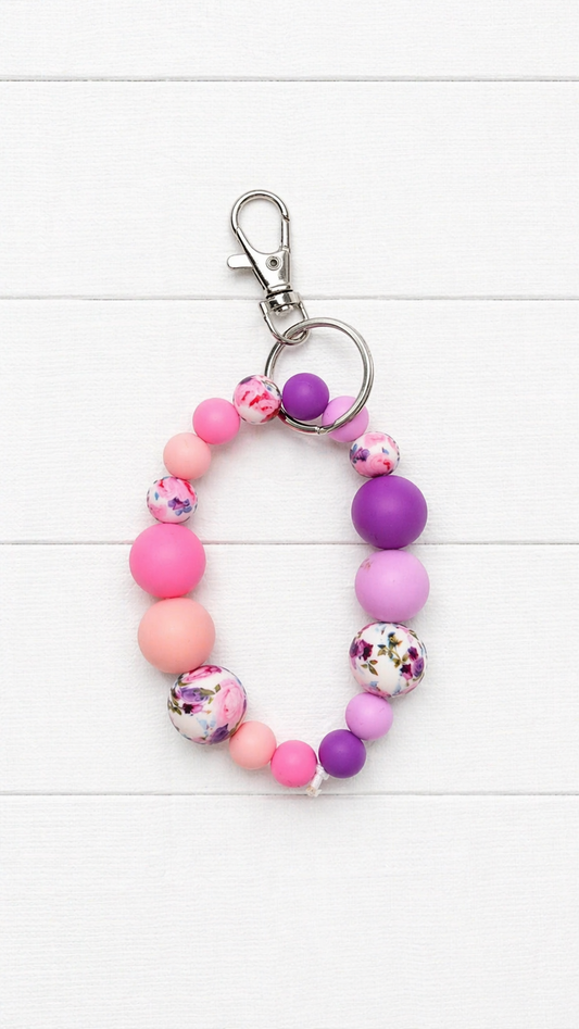 Blush Garden Beaded Wristlet Keychain
