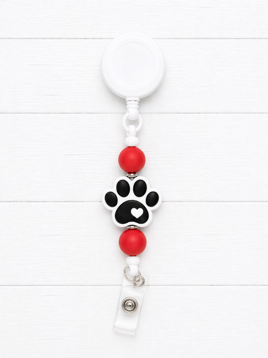 Paw Print Beaded Badge Reel