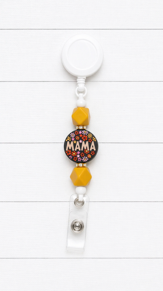 Floral Mama Beaded Badge Reel