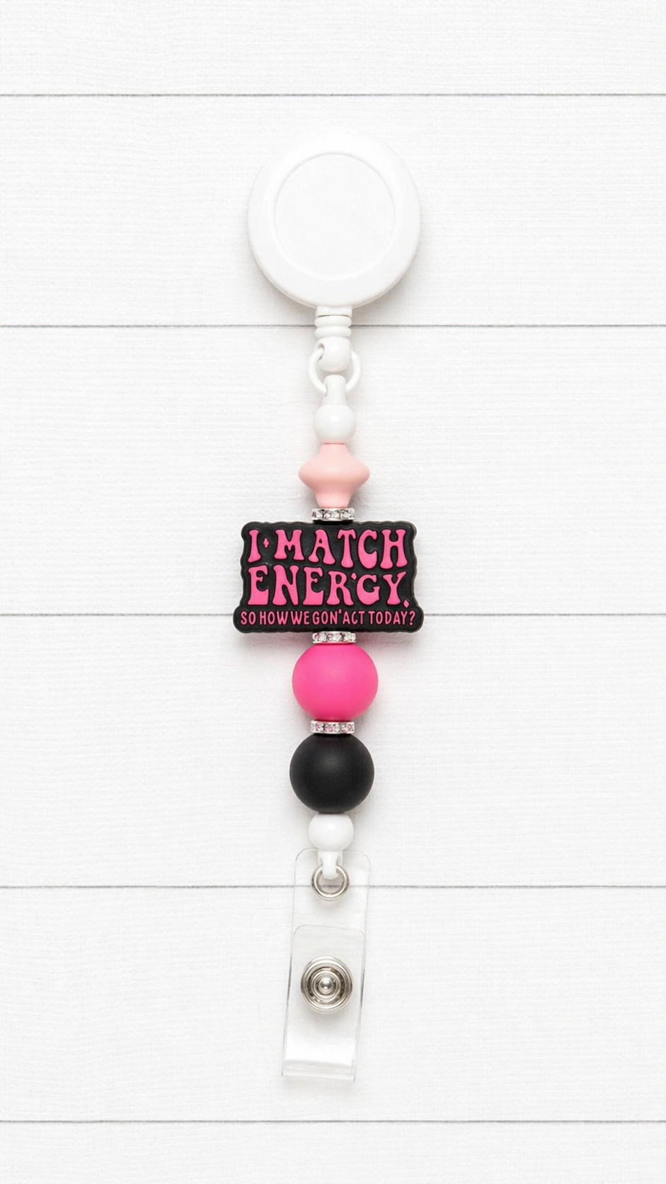 I Match Energy Beaded Badge Reel