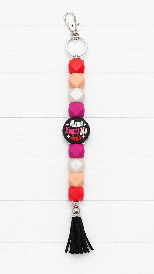 Mama, Mommy, Ma, Bruh Long Beaded Keychain