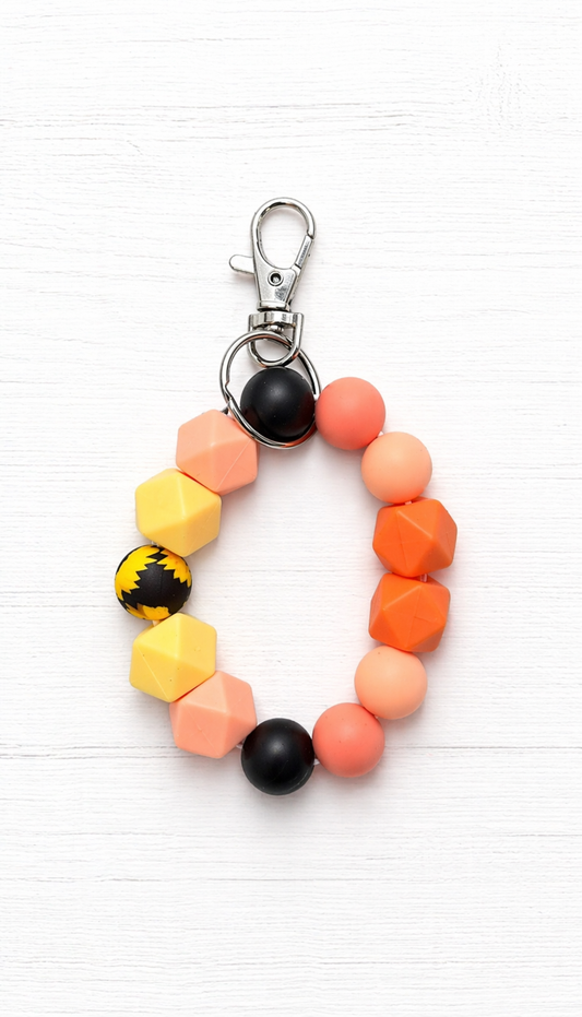 Sunflower Bloom Beaded Wrislet Keychain