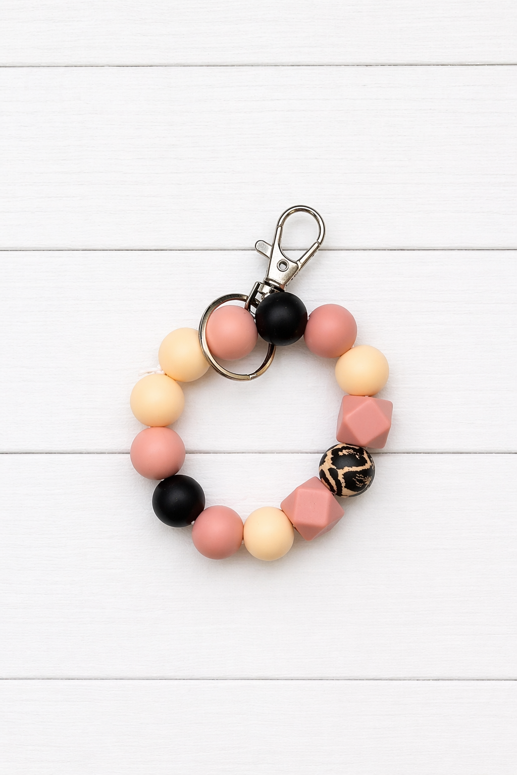 Mocha Blush Beaded Keychain Wrislet