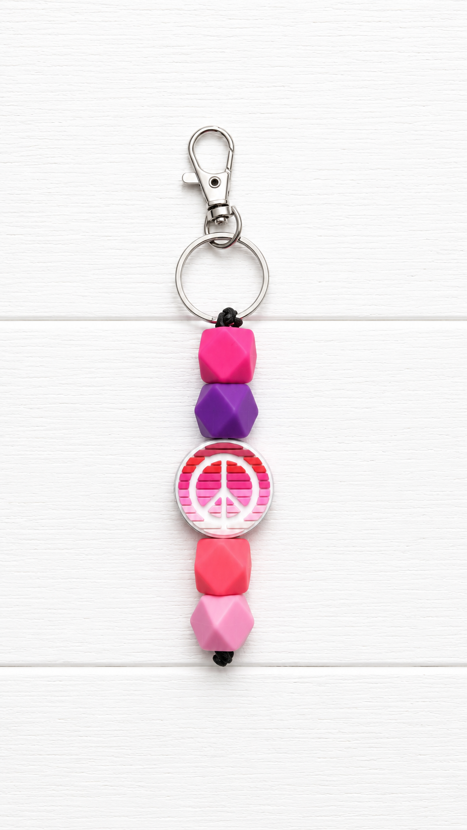 Pink & Purple Peace Beaded Keychain/ Bag Charm