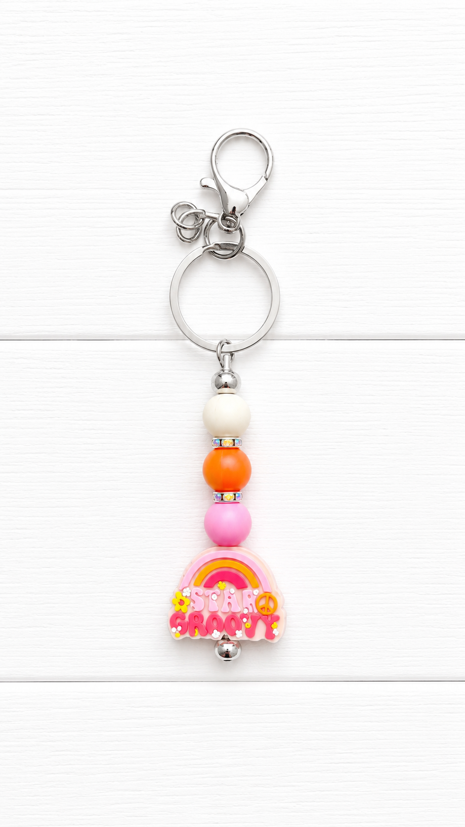 Stay Groovy Beaded Keychain/ Bag Charm