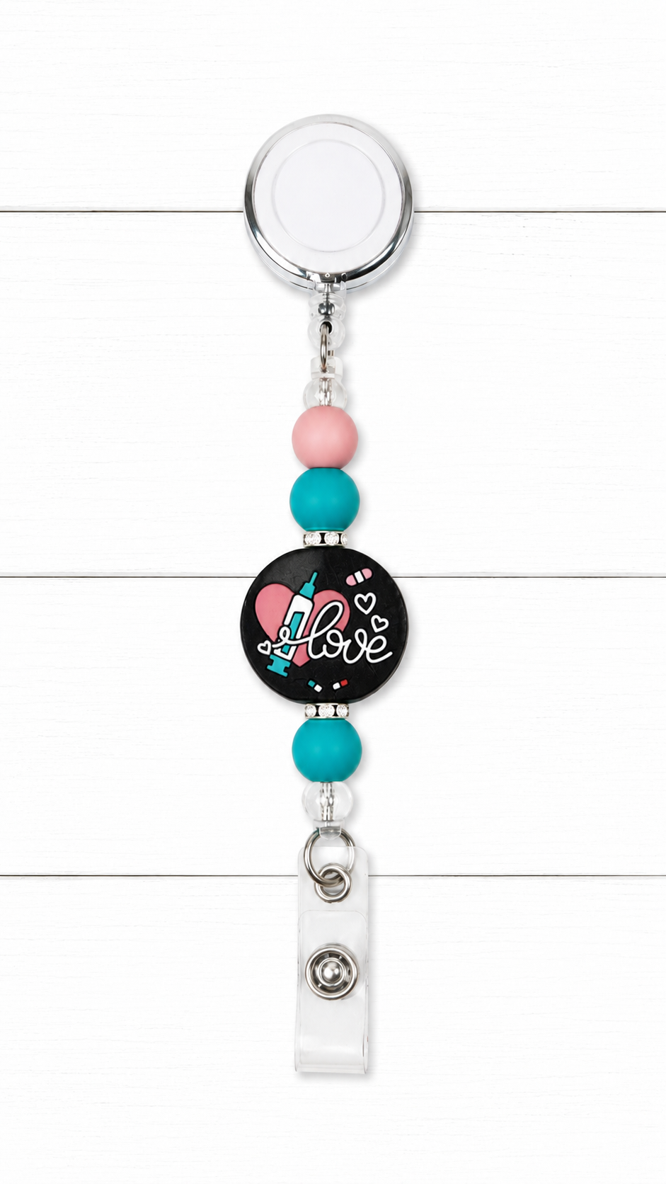 Nurse Love Beaded Badge Reel