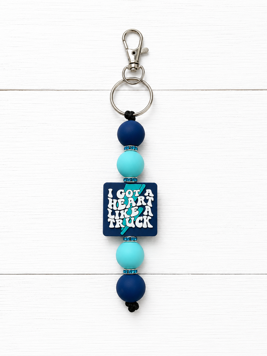 Heart Like A Truck Beaded Keychain/ Bag Charm
