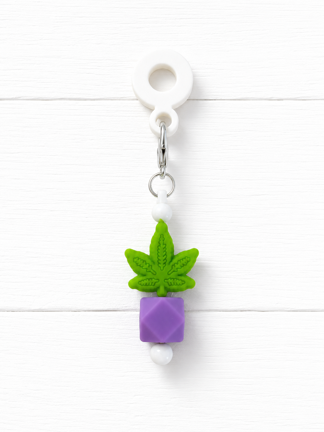 Green & Purple Beaded Cup Straw Charm